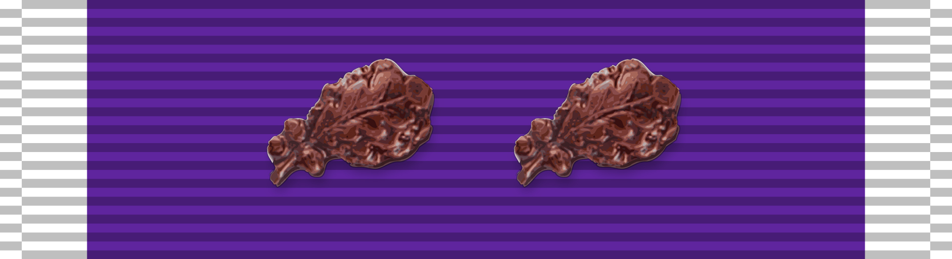 Purple Heart Medal with two Oak Leaf Clusters